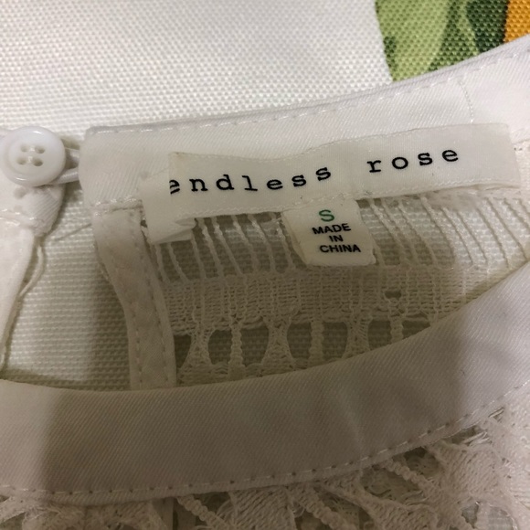 ENDLESS ROSE White Sheer Crochet Lace Top Small - Picture 6 of 9